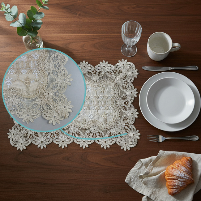 Jogo Americano Filigrana Floral 35cm x 48cm 01 Peça - Floral Dourado