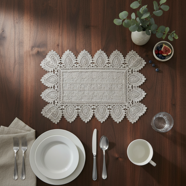 Jogo Americano Filigrana Floral 35cm x 48cm 01 Peça - Folhas Cobre