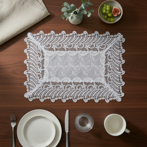 Jogo Americano Filigrana Floral 35cm x 48cm 01 Peça - Leque Branco