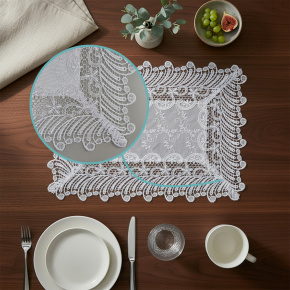 Jogo Americano Filigrana Floral 35cm x 48cm 01 Peça - Leque Branco