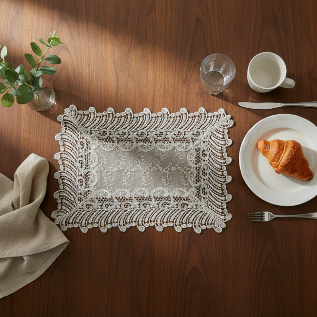 Jogo Americano Filigrana Floral 35cm x 48cm 01 Peça - Leque Dourado