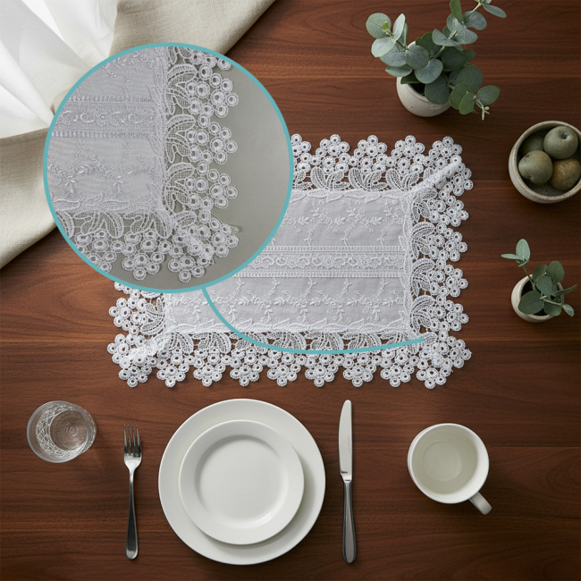 Jogo Americano Filigrana Floral 35cm x 48cm 01 Peça - Pérolas Branco