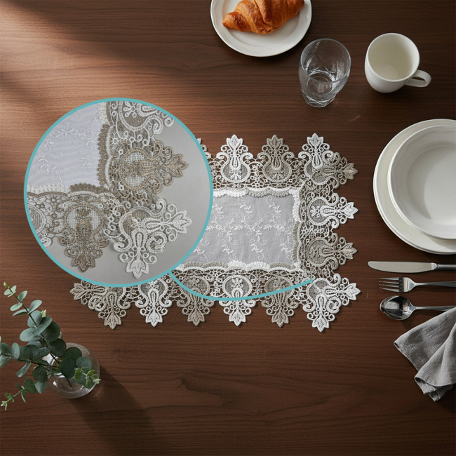 Jogo Americano Filigrana Floral 35cm x 48cm 01 Peça - Semente Cáqui