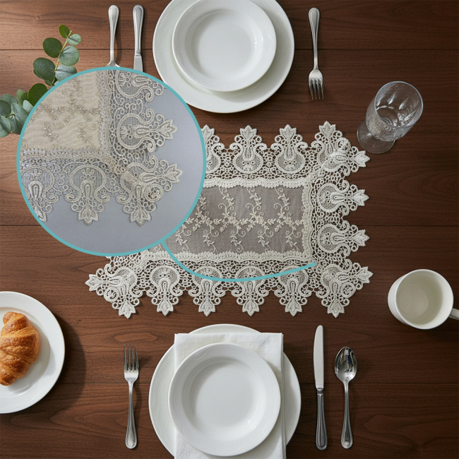 Jogo Americano Filigrana Floral 35cm x 48cm 01 Peça - Semente Dourado