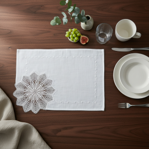 Jogo Americano Lume Linho Guipir 35cm x 50cm 01 Peça - Floco Mandala