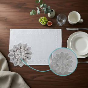 Jogo Americano Lume Linho Guipir 35cm x 50cm 01 Peça - Floco Mandala