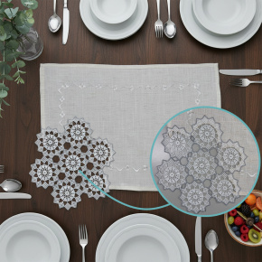 Jogo Americano Lume Linho Guipir 35cm x 50cm 01 Peça - Flocos Prismal