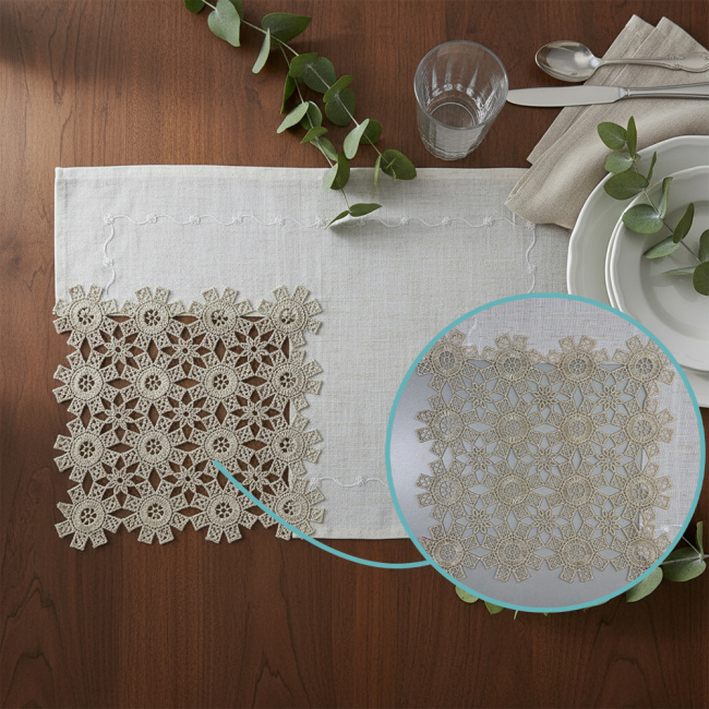 Jogo Americano Lume Linho Guipir 35cm x 50cm 01 Peça - Mosaico Dourado