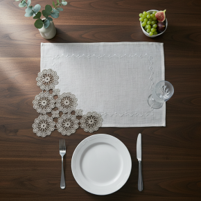 Jogo Americano Lume Linho Guipir 35cm x 50cm 01 Peça - Orla Dourado