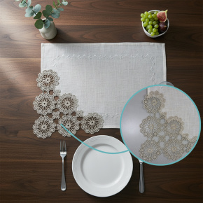 Jogo Americano Lume Linho Guipir 35cm x 50cm 01 Peça - Orla Dourado