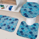 Jogo de Banheiro Linha Creative com Base Antiderrapante 3 Peças - Turquia Azul