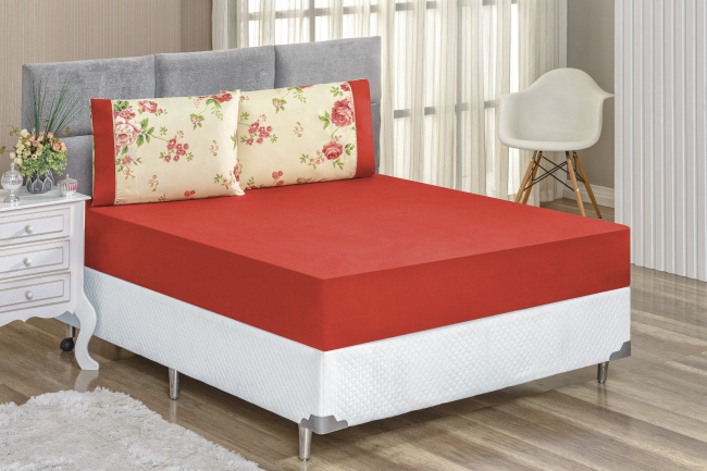 Jogo de Cama Casal Queen Naturale Percal 200 Fios 03 Peças - Loren