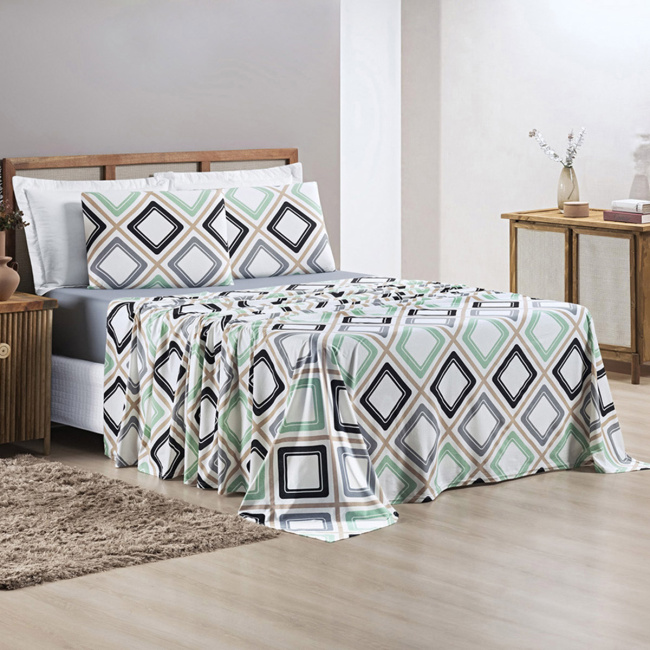 Jogo de Cama Casal Queen Quality 100% Algodão 04 Peças - Cinza