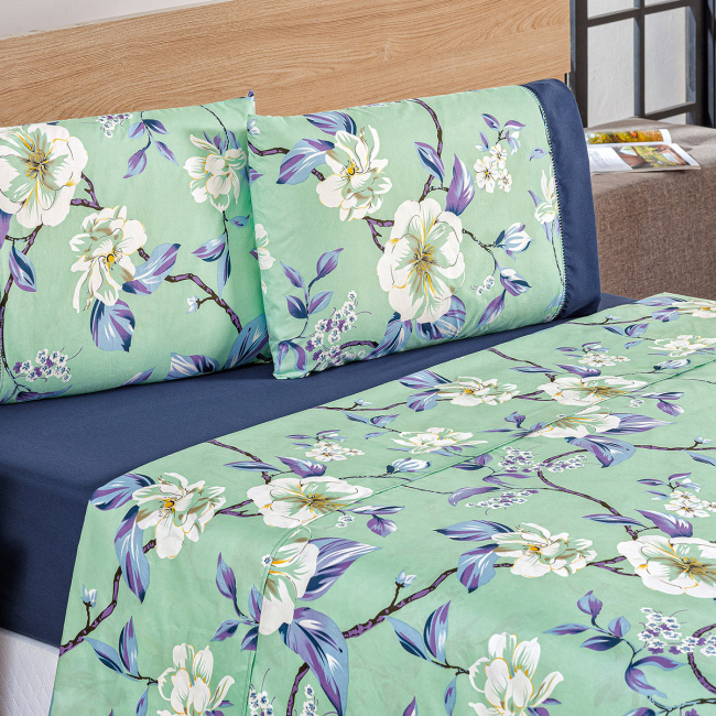 Jogo de Cama King Naturale Percal 200 Fios 04 Peças - Flowers