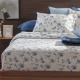 Jogo de Cama Lençol Queen Elegance Percal 400 Fios Toque de Algodão 04 Peças - Flor de Anil