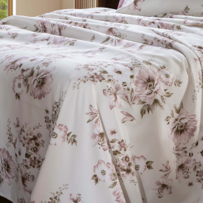 Jogo de Cama Lençol Queen Elegance Percal 400 Fios Toque de Algodão 04 Peças - Lírio Púrpura