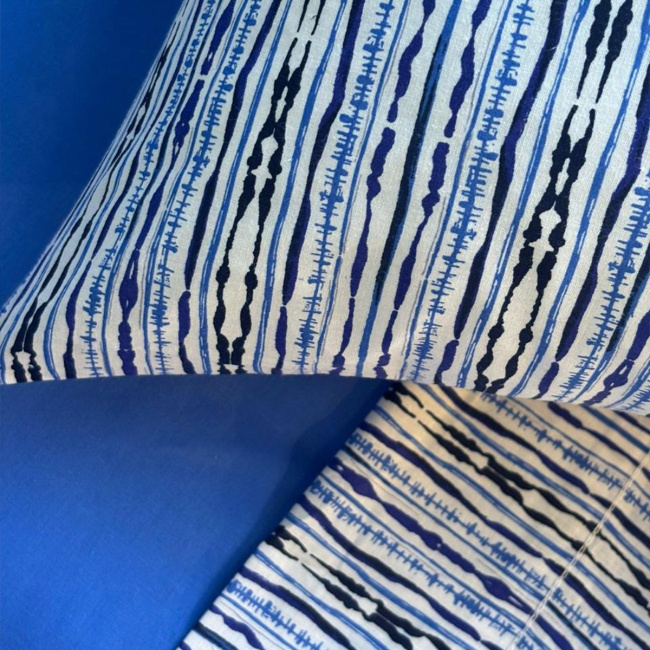 Jogo de Lençol Queen Vellari 180 Fios 100% Algodão 03 Peças - Mosaico Azul