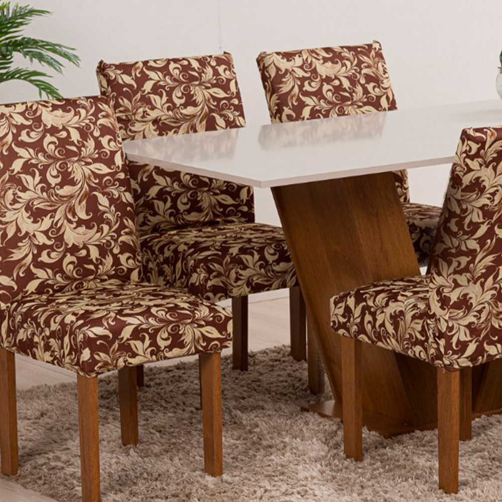 Kit 04 Capas de Cadeira Estampada Tecido Malha Gel Estampa 25 Borda