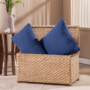 Kit Almofadas Nubia Tricot 100% Acrílico + Refil Silicone 02 Peças - Azul Marinho