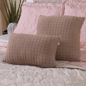 Kit Almofadas Nubia Tricot 100% Acrílico + Refil Silicone 02 Peças - Bege