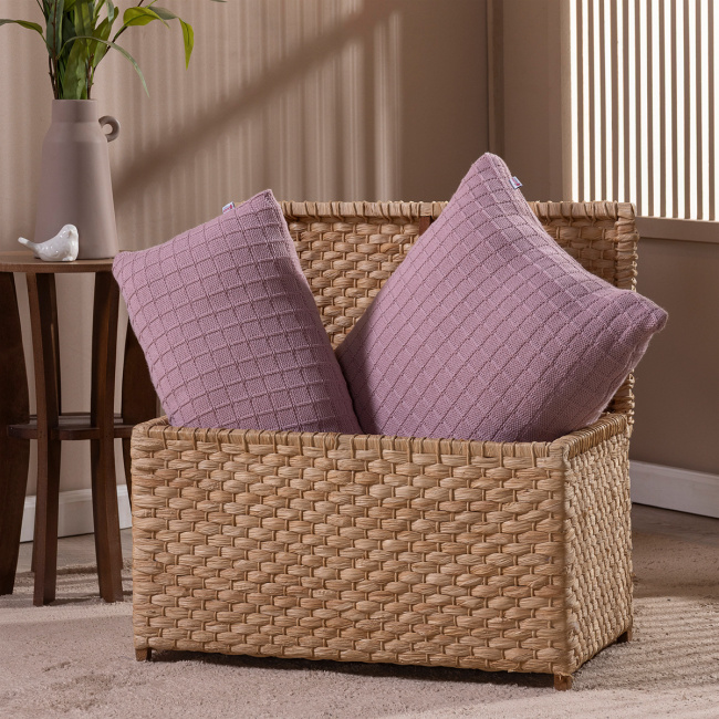 Kit Almofadas Nubia Tricot 100% Acrílico + Refil Silicone 02 Peças - Rosê