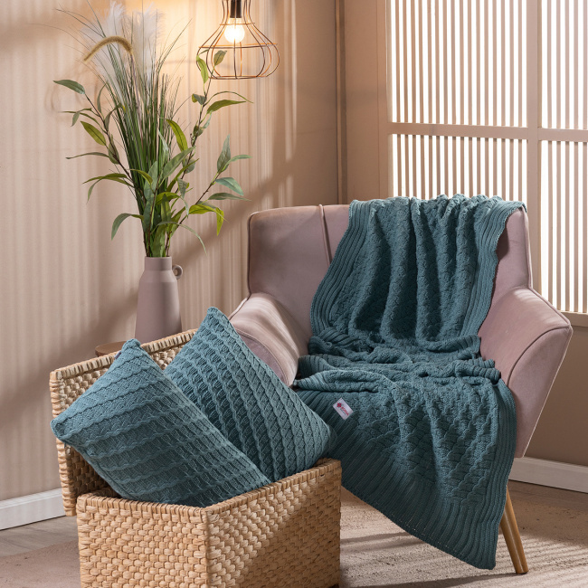 Kit Almofadas Trevi Tricot 100% Acrílico + Refil Silicone 02 Peças - Esmeralda