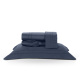KIT Cama Posta Edredom Olivie Queen 2,60m x 2,40m Dupla Face 400 Fios 100% Algodão Egípcios 10 Peças - Azul / Concreto