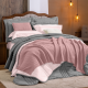 KIT Cama Posta Edredom Olivie Queen 2,60m x 2,40m Dupla Face 400 Fios 100% Algodão Egípcios 10 Peças - Rosa / Concreto