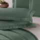 KIT Cama Posta Edredom Olivie Queen 2,60m x 2,40m Dupla Face 400 Fios 100% Algodão Egípcios 10 Peças - Verde / Palha