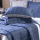 KIT Cama Posta King Colcha Maelis 100% Fibra de Bambu Dupla Face 2,80m x 2,70m 10 Peças - Cinza / Azul