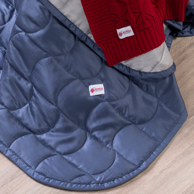 KIT Cama Posta King Colcha Maelis 100% Fibra de Bambu Dupla Face 2,80m x 2,70m 10 Peças - Cinza / Azul