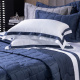 KIT Cama Posta King Colcha Maelis 100% Fibra de Bambu Dupla Face 2,80m x 2,70m 10 Peças - Cinza / Azul