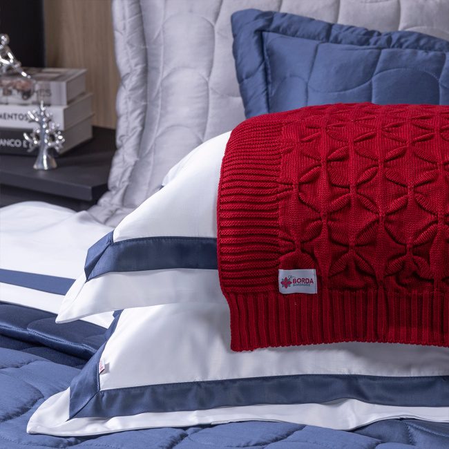 KIT Cama Posta King Colcha Maelis 100% Fibra de Bambu Dupla Face 2,80m x 2,70m 10 Peças - Cinza / Branco