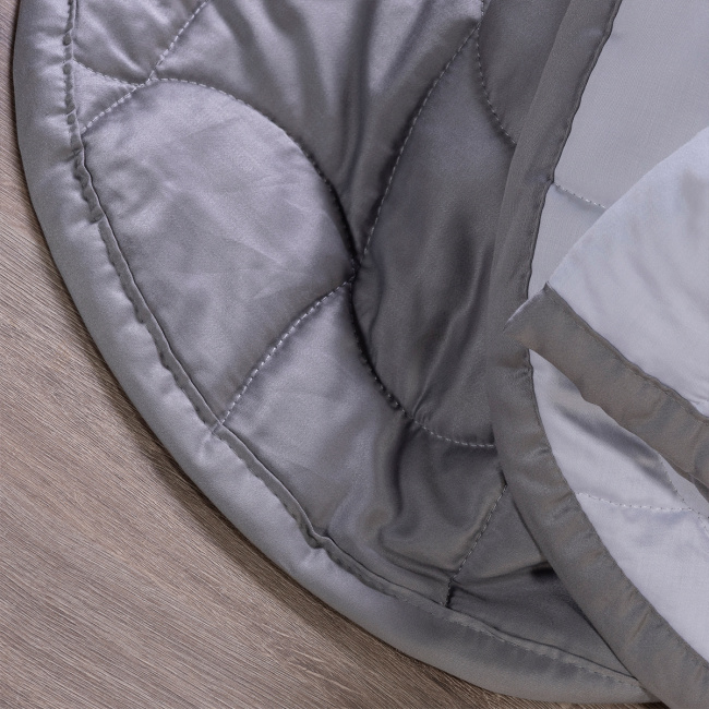 KIT Cama Posta King Colcha Maelis 100% Fibra de Bambu Dupla Face 2,80m x 2,70m 09 Peças - Cinza / Branco