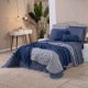 Kit Cama Posta Queen Suavit Percal 400 Fios 2,60m x 2,40m 10 Peças - Azul / Cinza