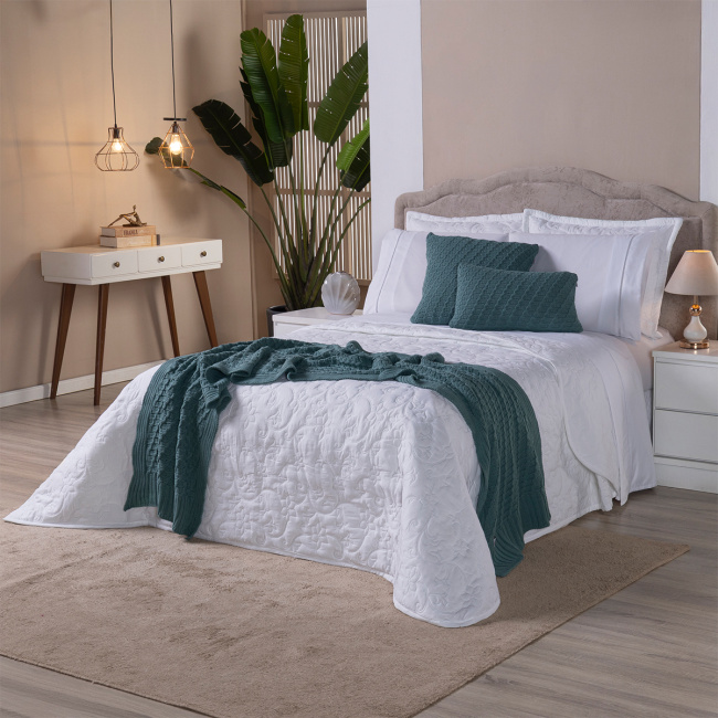 Kit Cama Posta Queen Suavit Percal 400 Fios 2,60m x 2,40m 10 Peças - Branco