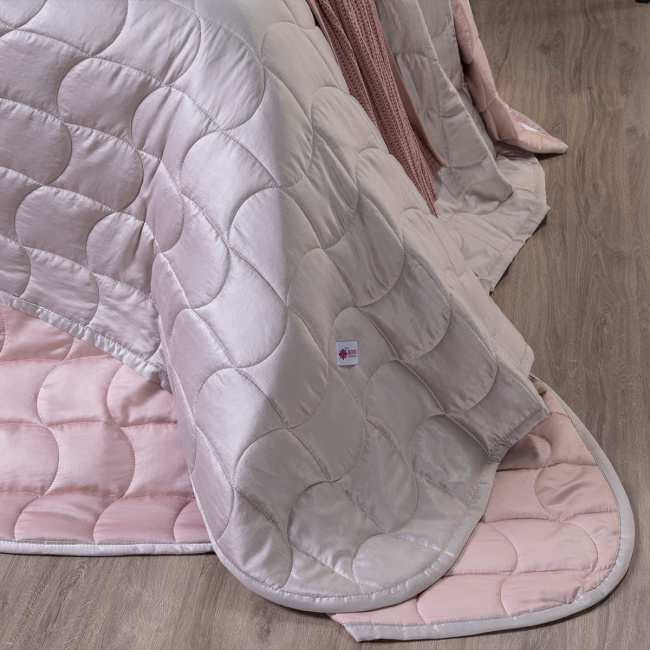 KIT Cama Posta Super King Maelis 100% Fibra de Bambu Dupla Face 3,15m x 2,70m 10 Peças - Bege / Rosê