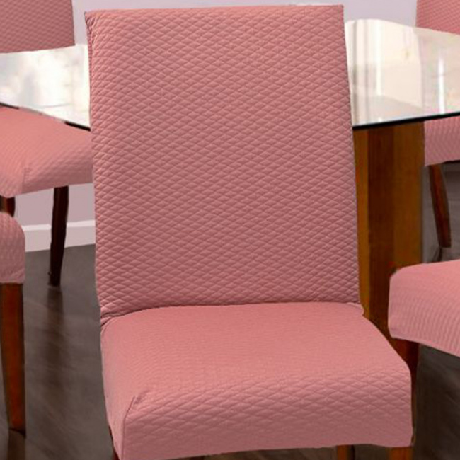 Kit Capas de Cadeira Matelado Luxo 02 Peças - Rosê