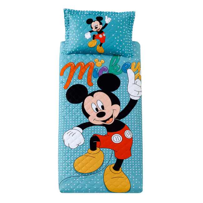 Kit Cobre Leito Colcha Solteiro Disney Home Fofinho 2,35m x 1,60m 02 Peças - Mickey
