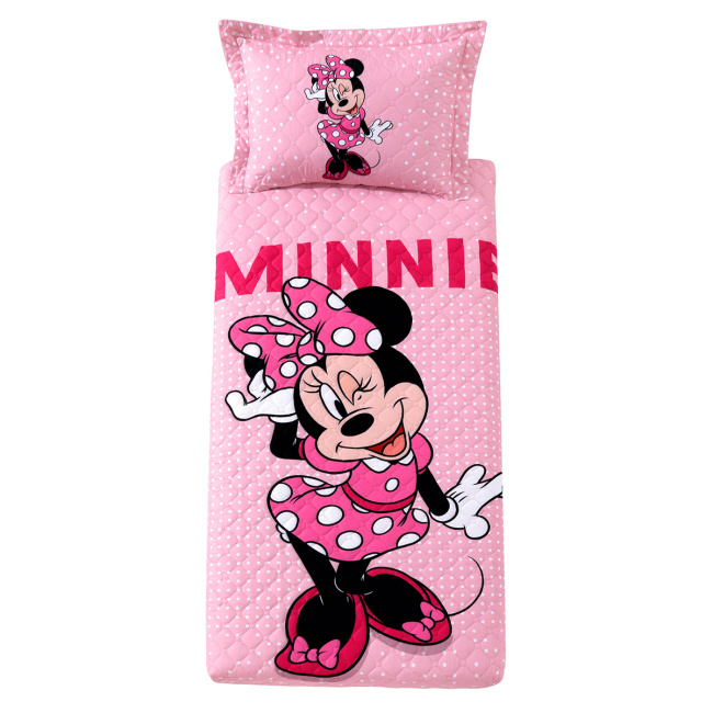 Kit Cobre Leito Colcha Solteiro Disney Home Fofinho 2,35m x 1,60m 02 Peças - Minnie