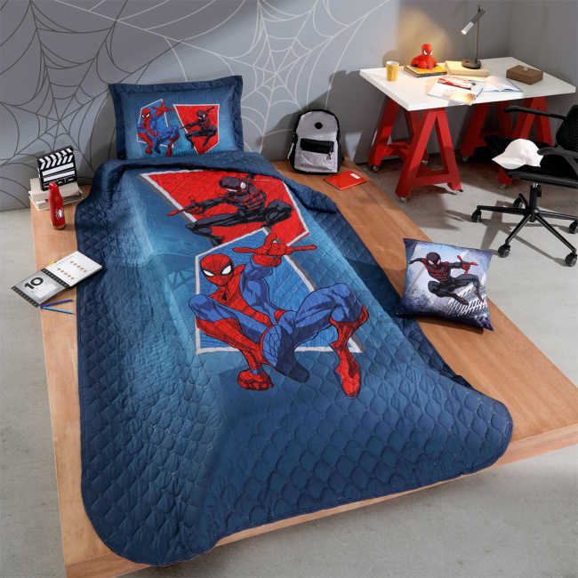 Kit Cobre Leito Colcha Solteiro Disney Home Fofinho 2,35m x 1,60m 02 Peças - Spiderman Team