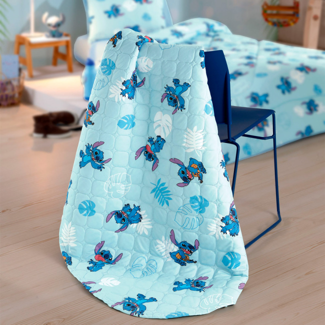 Kit Cobre Leito Colcha Solteiro Disney Infantil Fofinho 2,35m x 1,60m 01 Peça - Stitch Dots