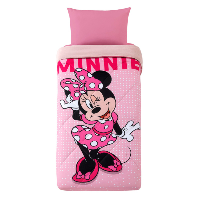 Kit Edredom Colcha Solteiro Disney Infantil Fofinho 2,40m x 1,60m 01 Peça - Minnie Home