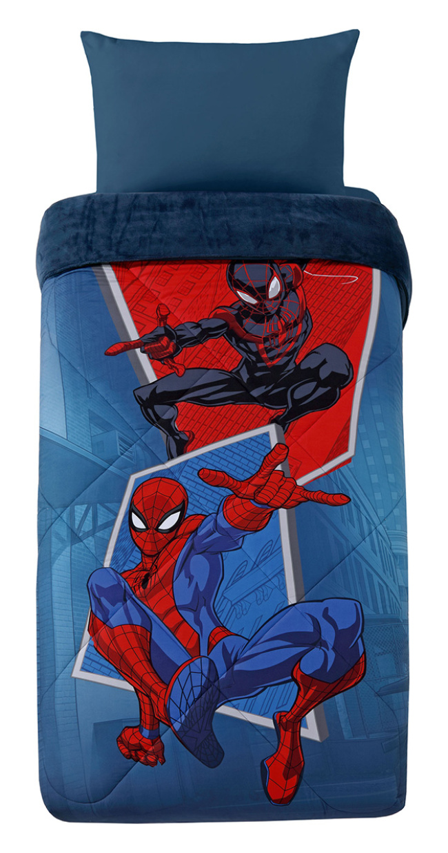 Kit Edredom Colcha Solteiro Disney Infantil Fofinho 2,40m x 1,60m 01 Peça - Spiderman Team