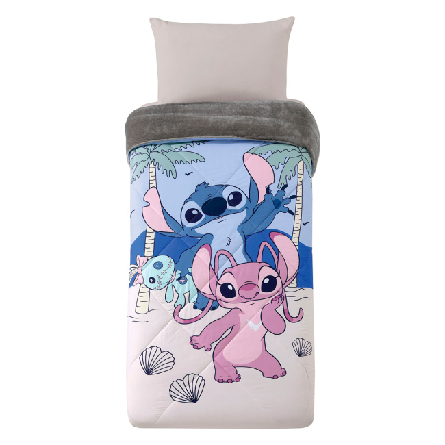 Kit Edredom Colcha Solteiro Disney Infantil Fofinho 2,40m x 1,60m 01 Peça - Stitch Tropical