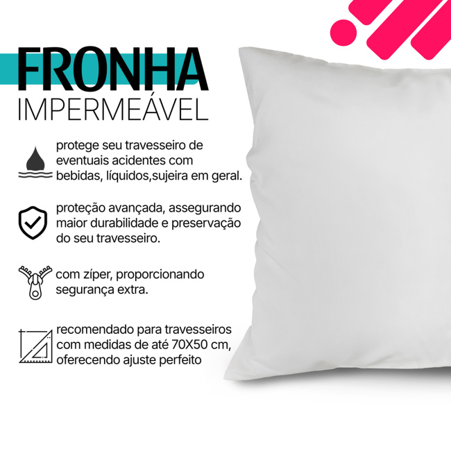KIT Fronha Impermeável 70cm x 50cm com Zíper 02 Peças - Branco