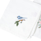 Kit Guardanapos de Pano 40cm x 40cm 400 Fios 100% Algodão Toque Acetinado 04 Peças Branco - Bordado Canarinho Azul