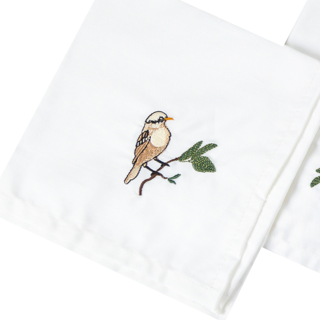 Kit Guardanapos de Pano 40cm x 40cm 400 Fios 100% Algodão Toque Acetinado 04 Peças Branco - Bordado Canarinho Gloster