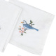 Kit Guardanapos de Pano 40cm x 40cm 400 Fios 100% Algodão Toque Acetinado 04 Peças Branco - Bordado Passarinho Azul