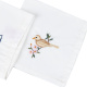 Kit Guardanapos de Pano 40cm x 40cm 400 Fios 100% Algodão Toque Acetinado 04 Peças Branco - Bordado Passarinho Cáqui